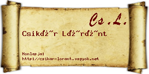 Csikár Lóránt névjegykártya